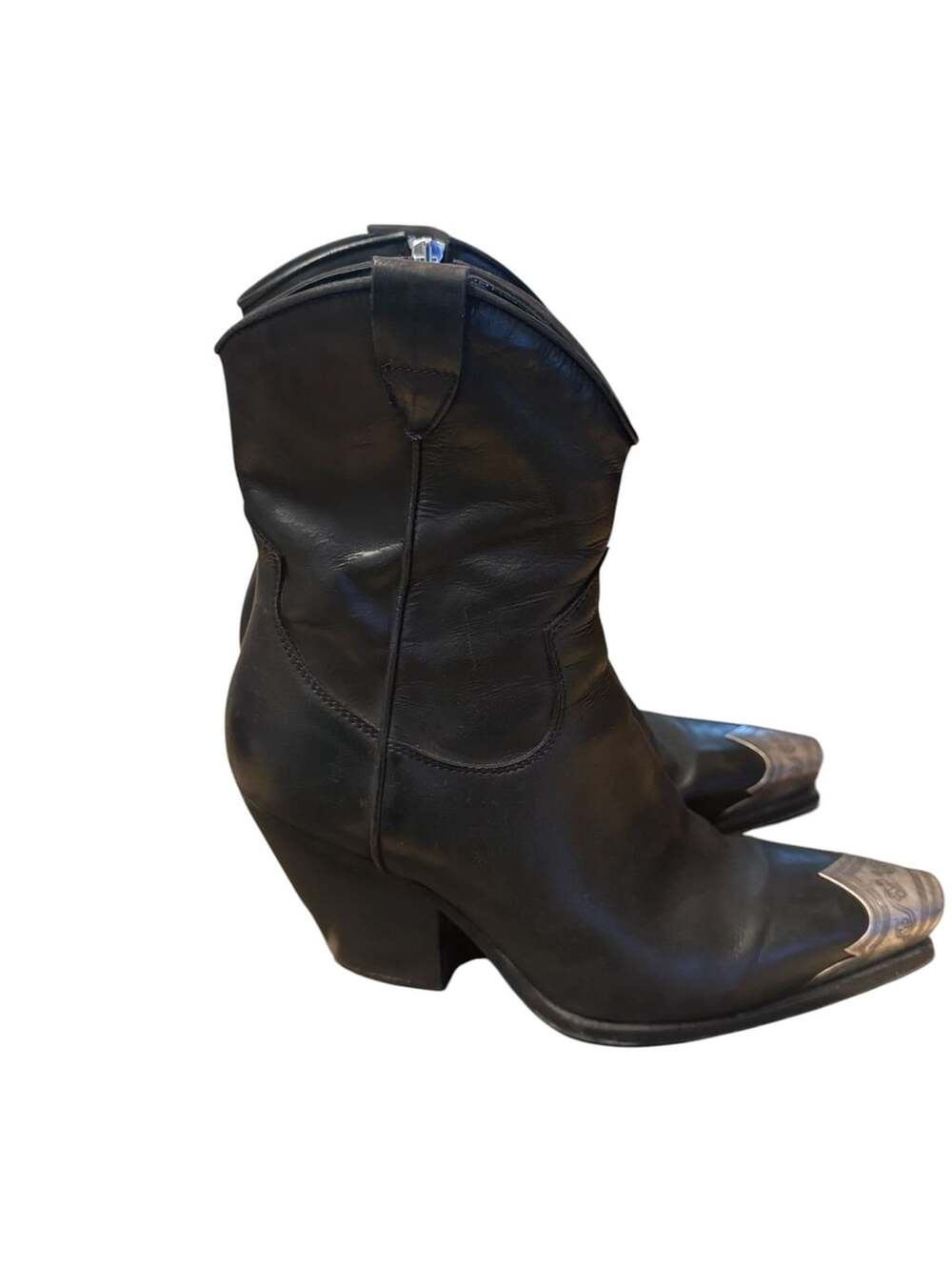 Free People Brayden Western Boots Size 39 Black Leather